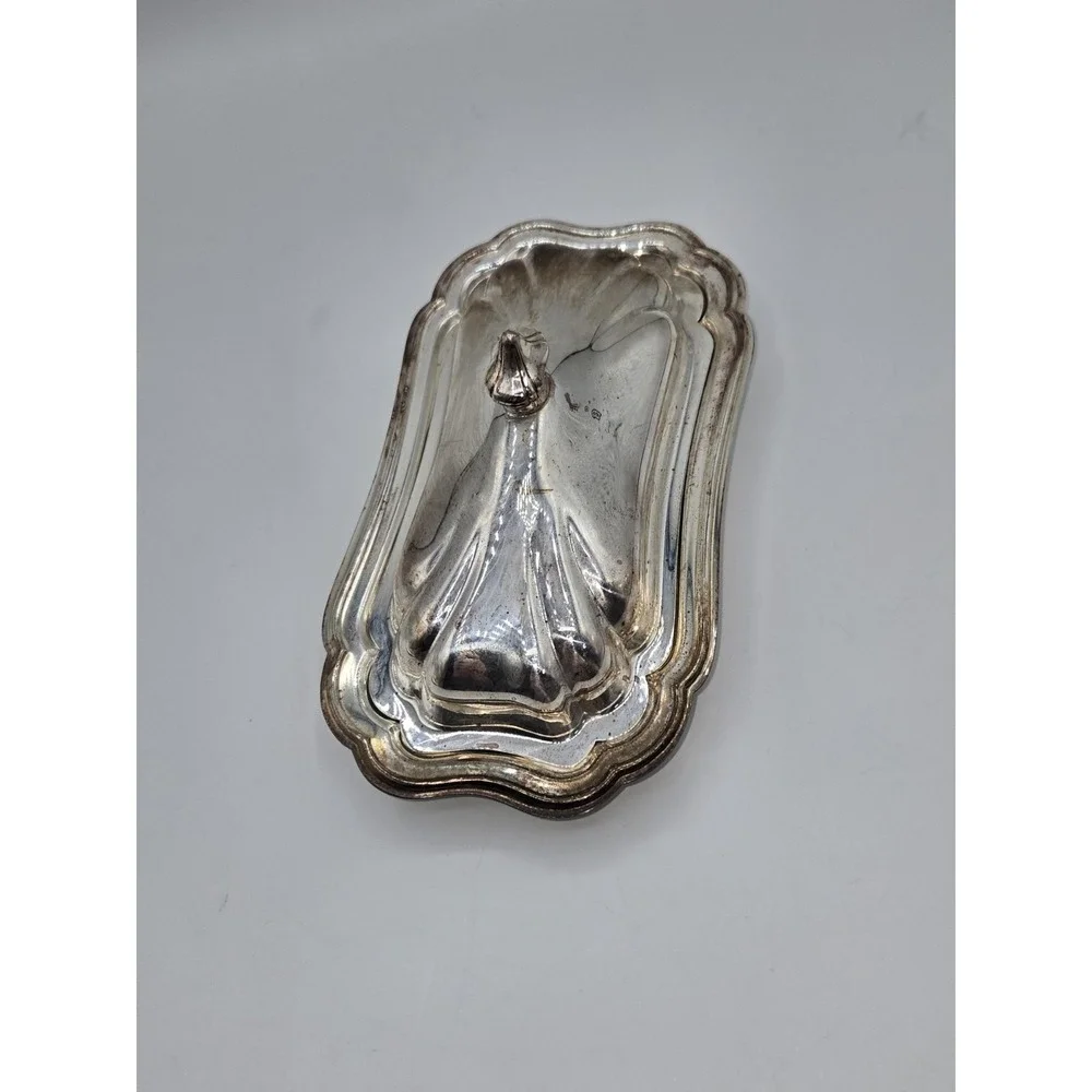 Gorham Heritage Silverplate Butter Dish With Lid and Glass Insert 7.5